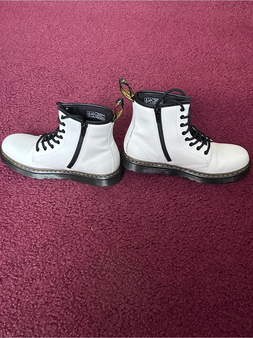 Dr. Martens White Leather Combat Boots Big Kid Youth Size 4